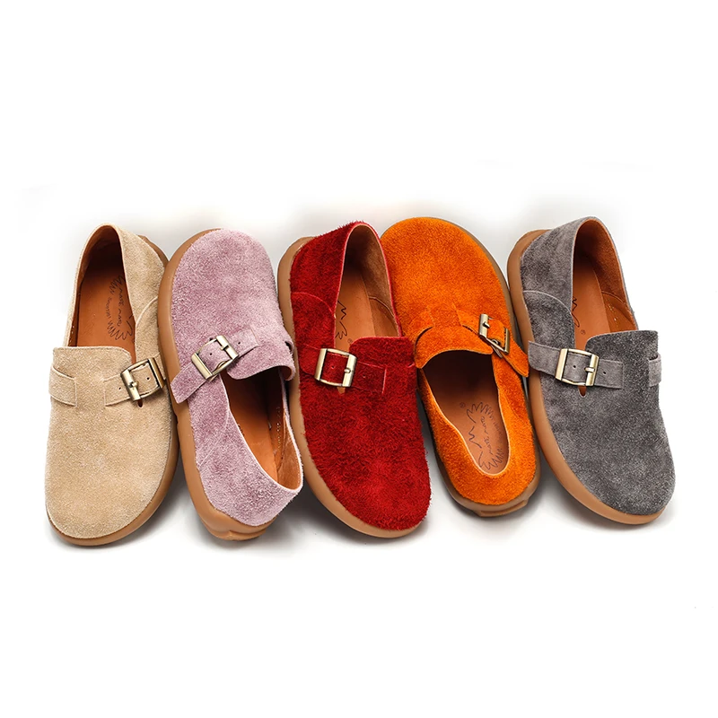 12288-7春秋二穿吐司鞋单鞋女简约舒适搭扣百搭平底脖肯鞋奶奶鞋