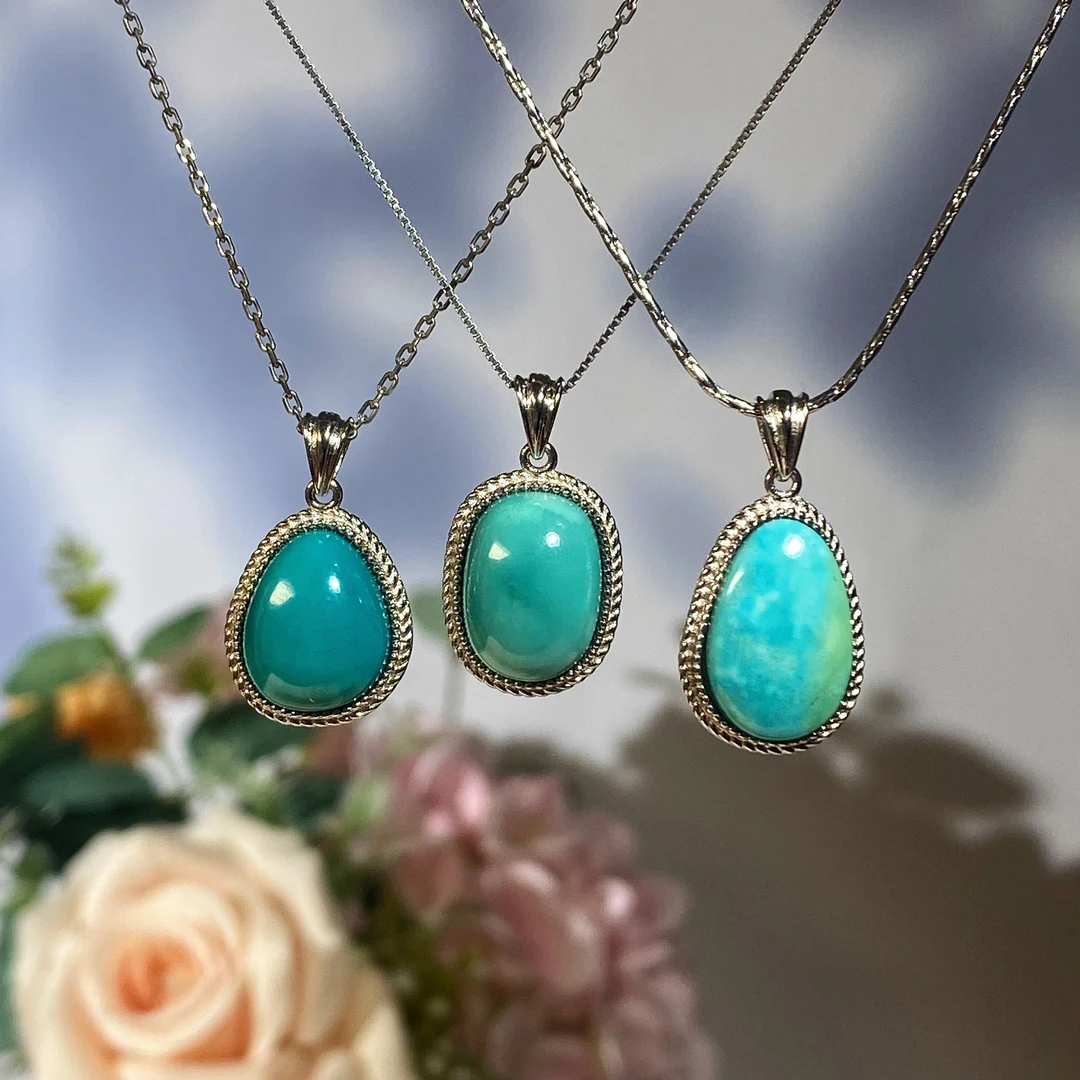 湖北十堰纯天然原矿绿松石高瓷感锁骨链珠宝百搭民族风