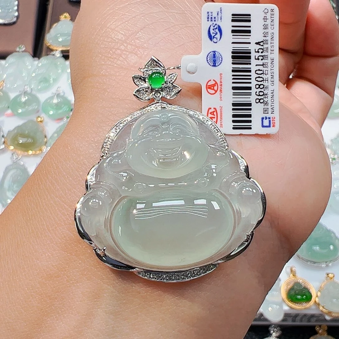 吊坠(不含链)18K金镶嵌翡翠佛公