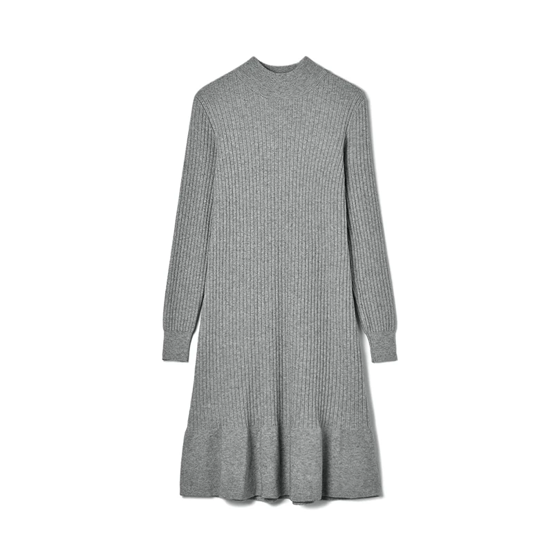 54SF0A0001套头高弹中裙长袖毛衣裙子连衣裙女2025冬