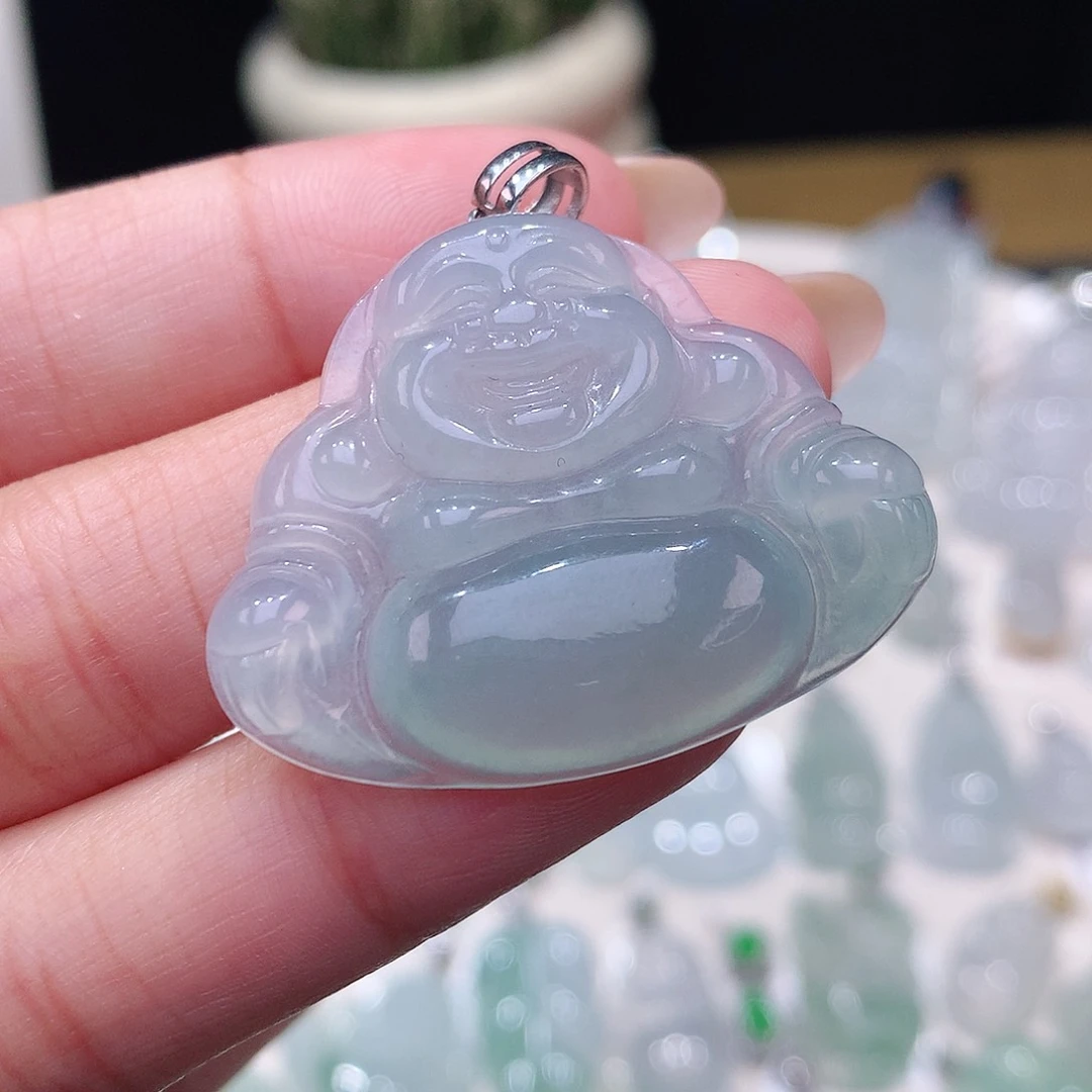 颈饰18K金镶嵌翡翠佛公