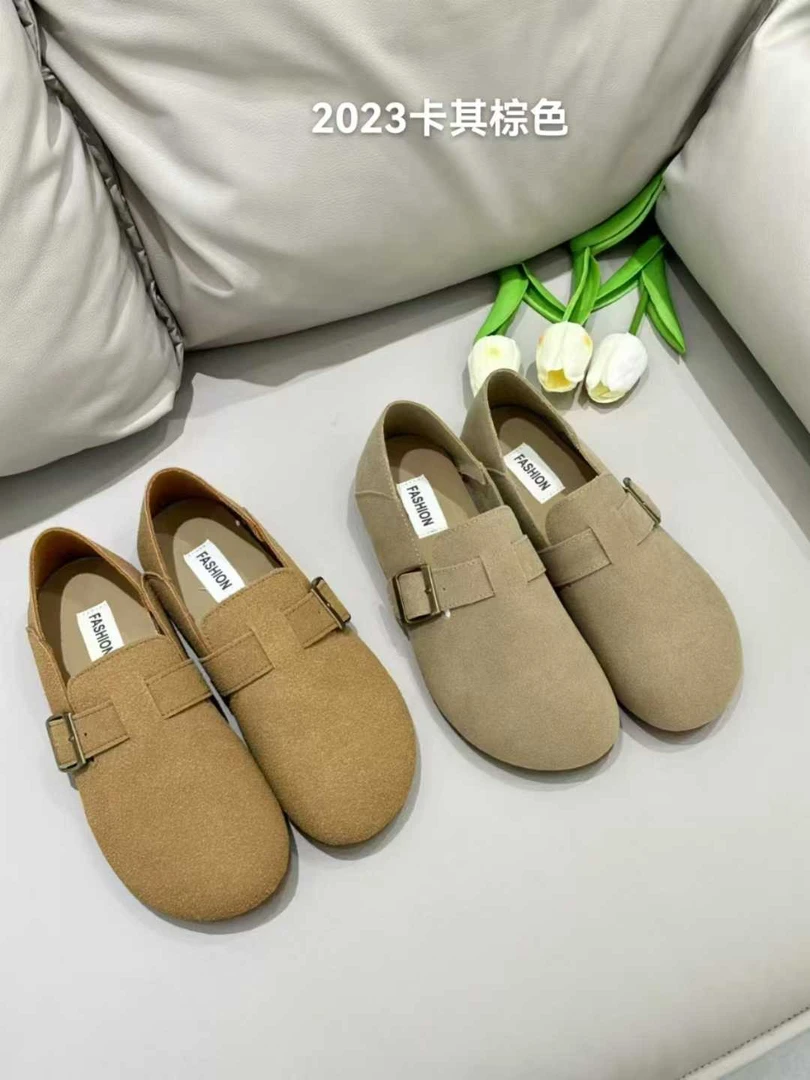 2023一脚蹬圆头四季通用胶粘套脚单鞋休闲女鞋欧若动感风