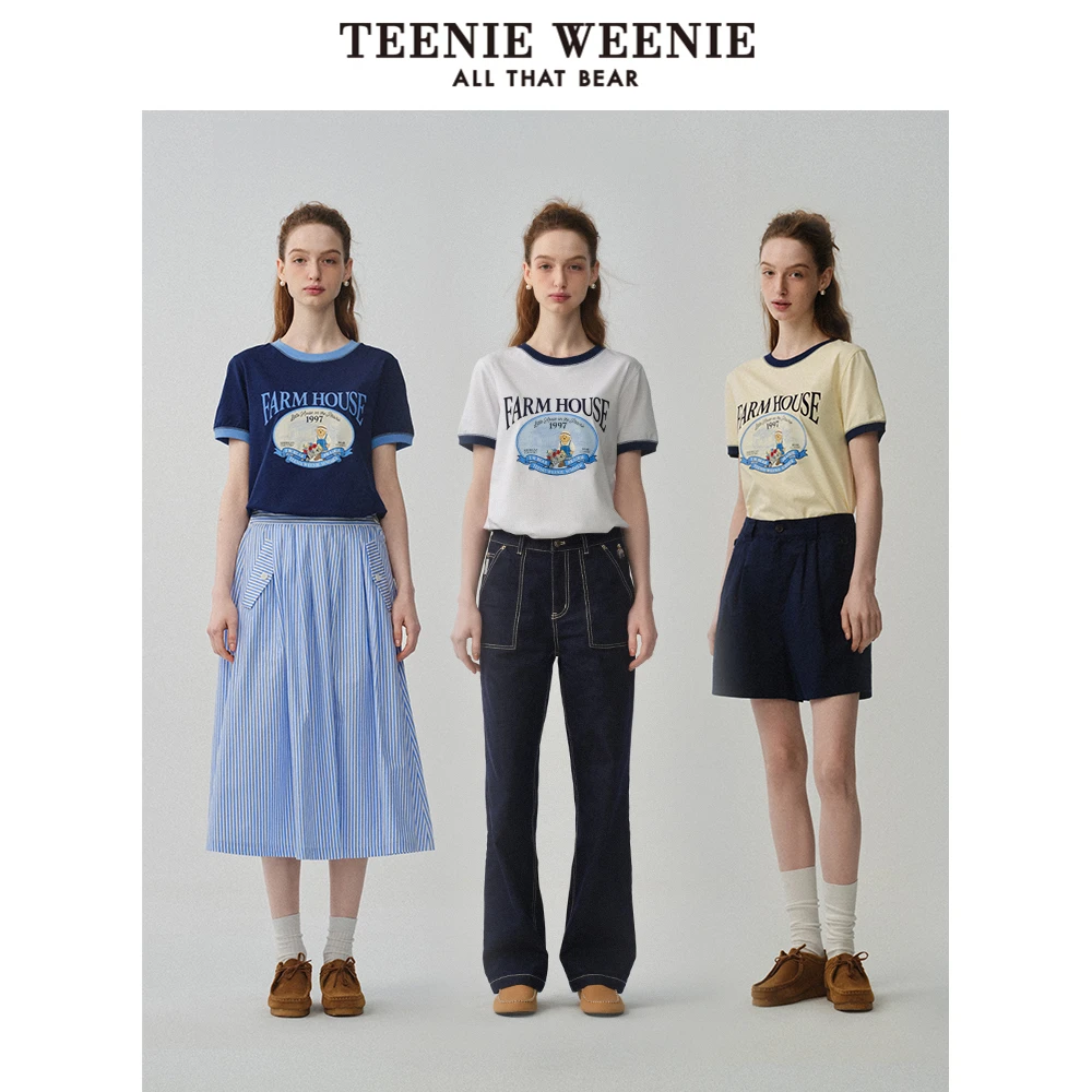 TeenieWeenie小熊简约潮流时髦圆领短袖T恤印花上衣TTRW256442R