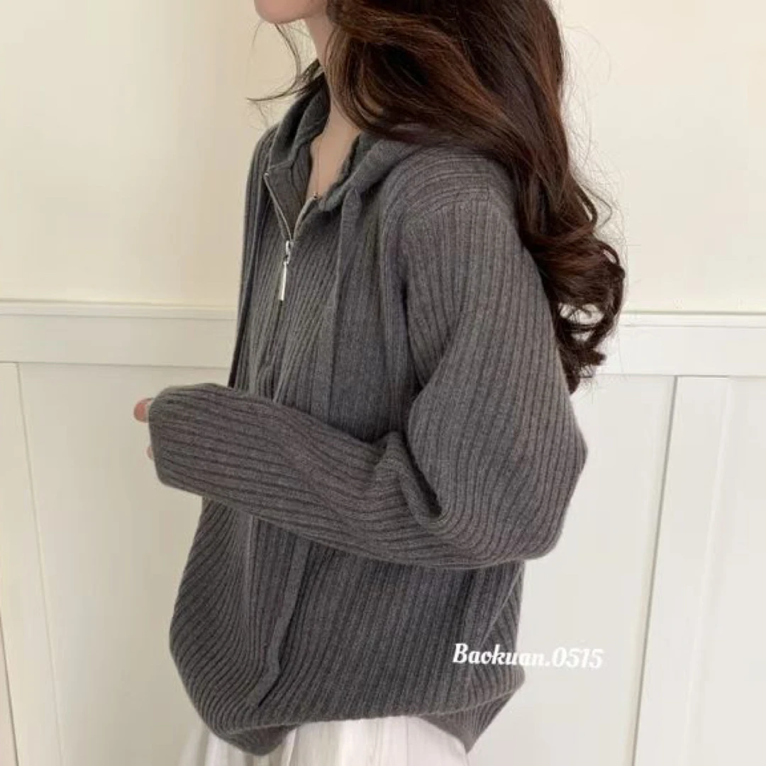 连帽长袖公主针织不褪色毛针织衫韩版春秋宽松外穿