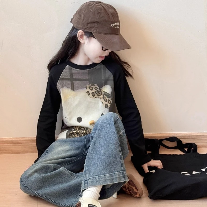 春秋女童长袖套装秋装2025新款儿童T恤打底衫女孩独特超好看上衣