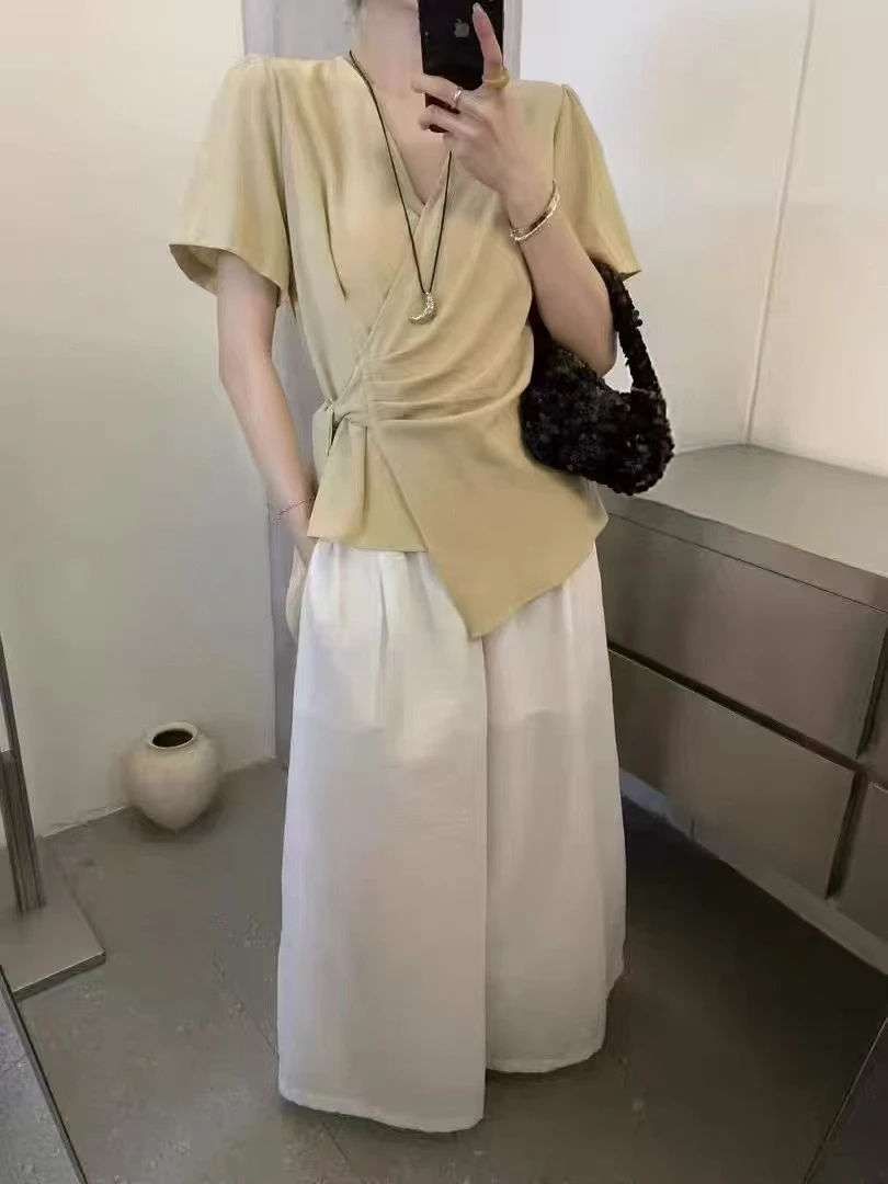 Datou 夏季新款百搭收腰气质上衣2692