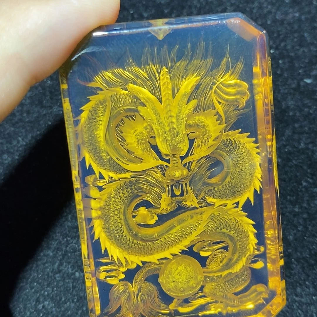 蓝珀未镶嵌珠宝奇石531子冈龙牌