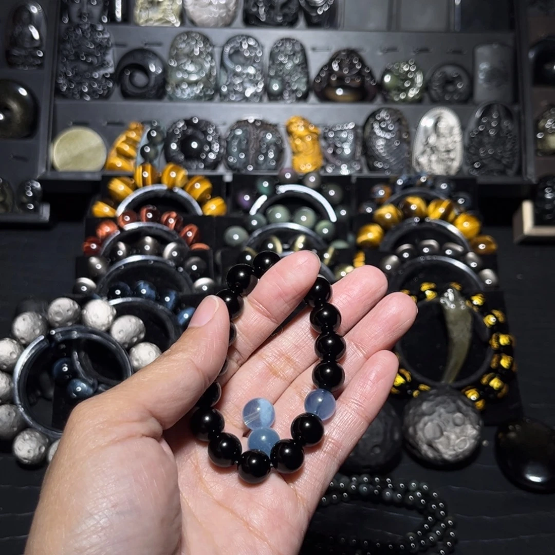 愿***得黑曜岩未镶嵌手链