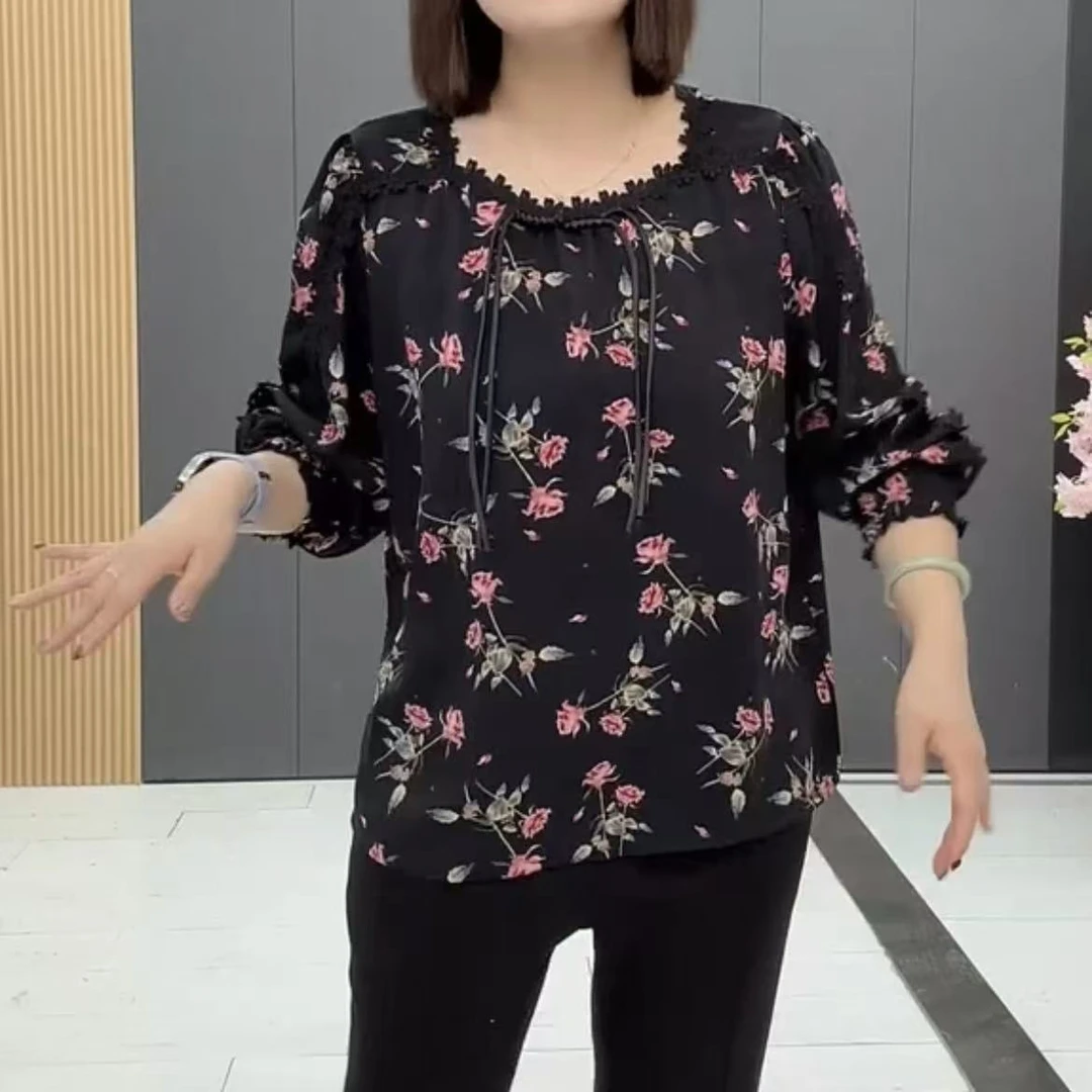 影2455洋气减龄时尚气质百搭碎花长袖衫