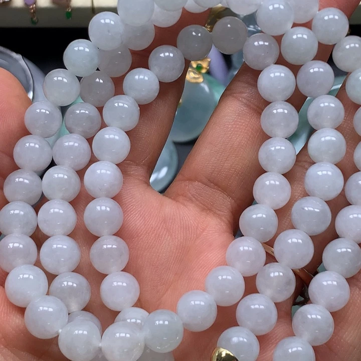 翡翠未镶嵌手链长珠串卡7.8