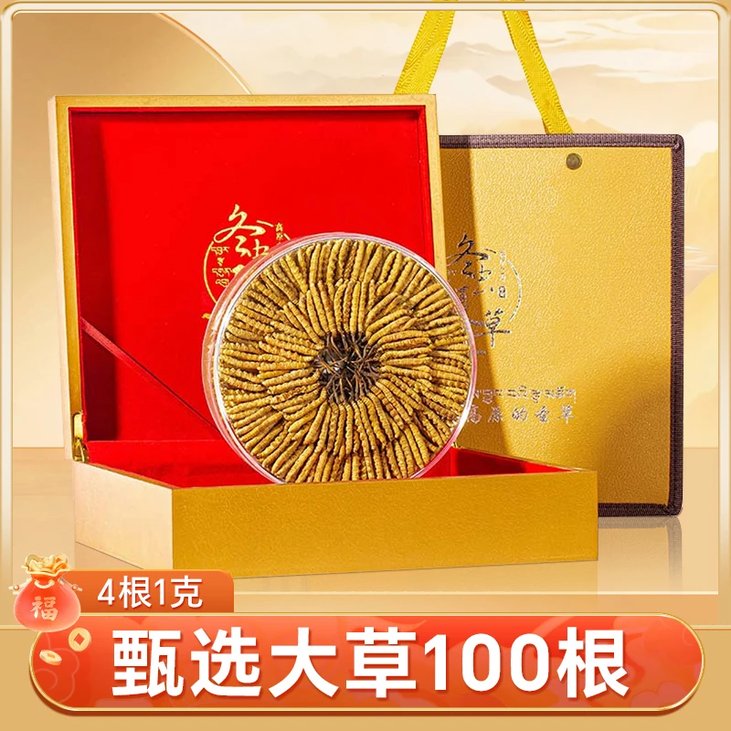【甄选大草】头期冬虫夏草4根1克 正宗虫草礼盒 高品质新干草25克