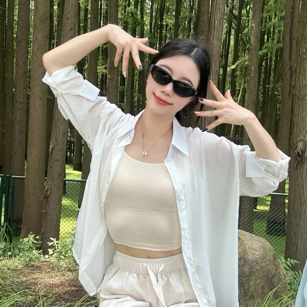 2025夏日新款清凉柔顺光泽质感衬衫百搭休闲宽松防晒空调衣