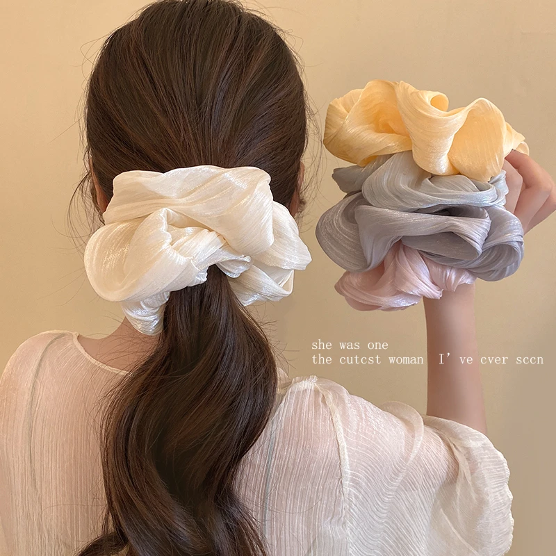 超仙流光雪纺大肠发圈女高级感气质扎丸子头发绳皮筋大号头绳发饰