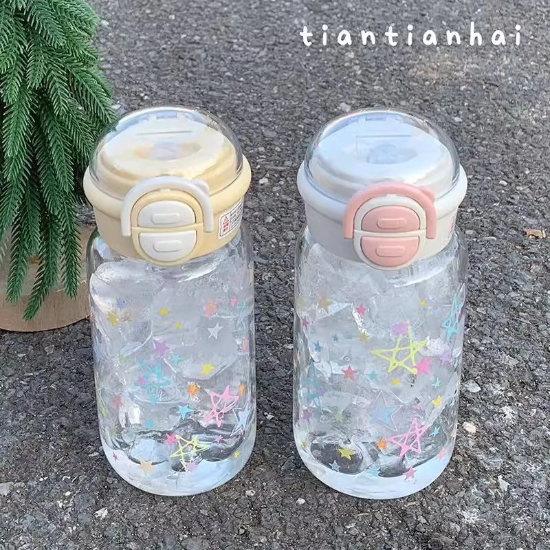 高颜值2025女生塑料杯夏季水杯双饮双盖便携学生可爱随手杯吸管杯