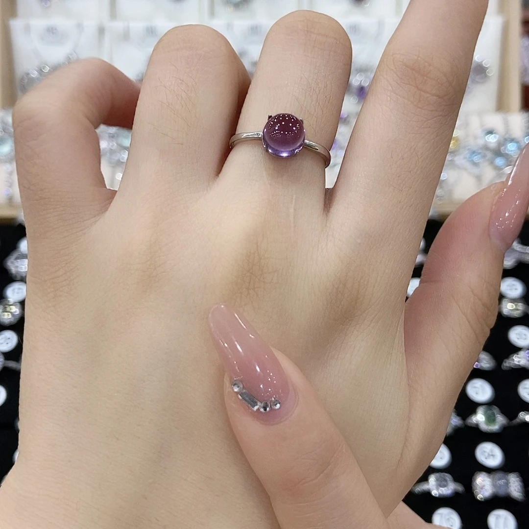不***球银S925镶嵌戒指紫晶
