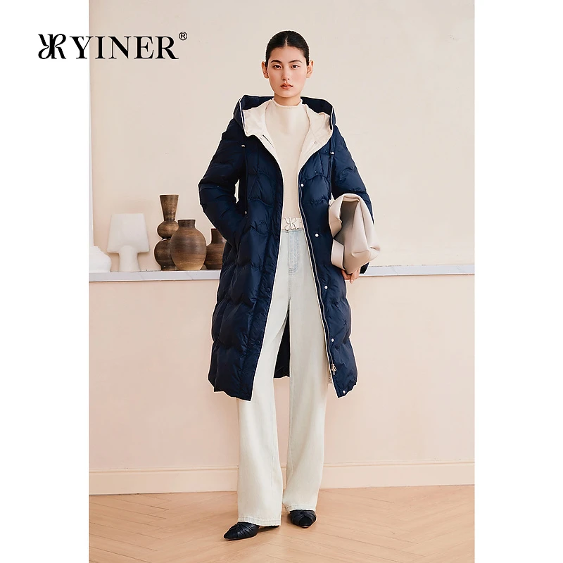 YINER音儿专选2025春季新款长款蓬松白鸭绒高克重厚实羽绒服