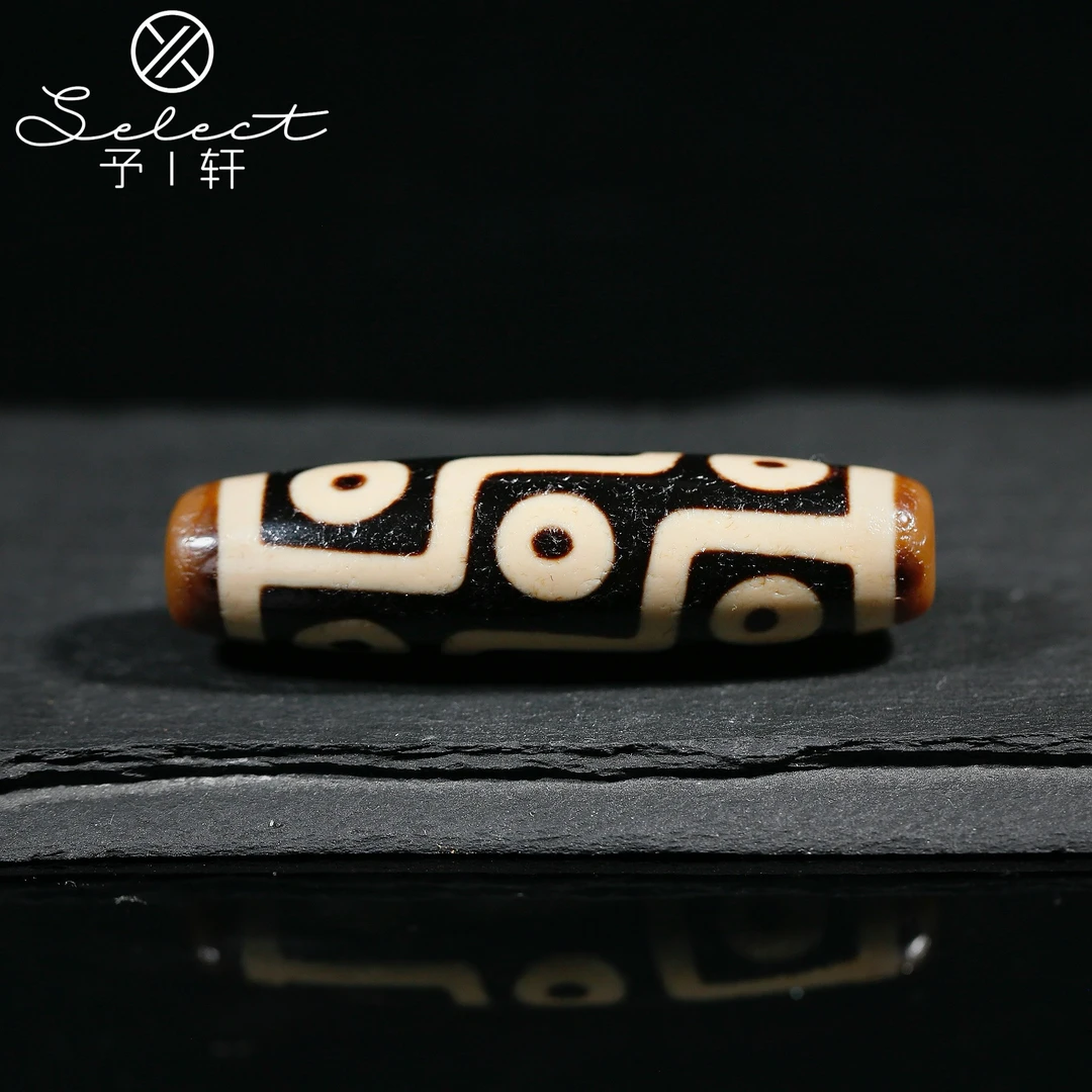 予轩出品；精品行运任晓攀亲工黑签超顶折线九眼51.7*15mm玛瑙吊坠