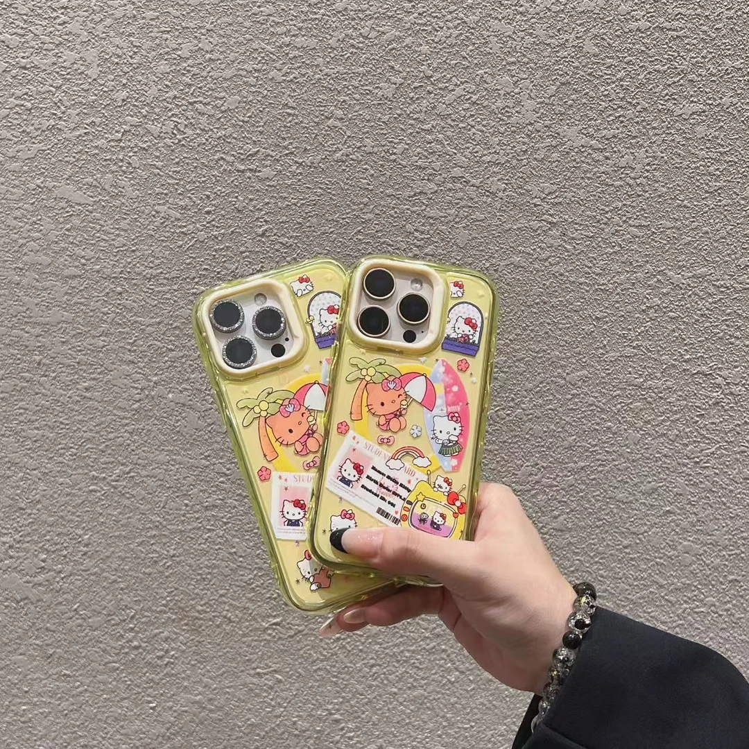 灏吉象夏日沙滩黑皮kt适用于苹果16promax果冻色手机壳15多巴胺14