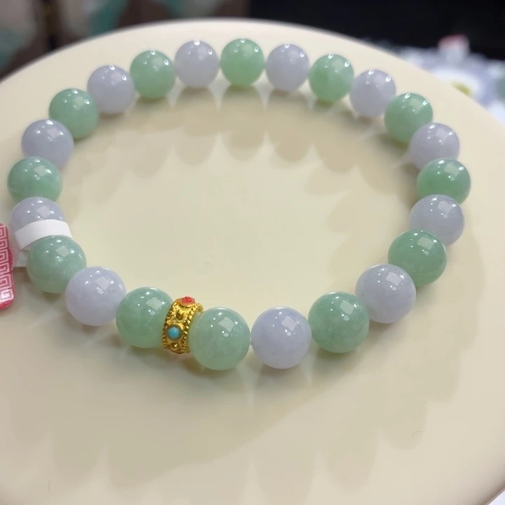 翡翠未镶嵌手链冰胶春彩卡8.5