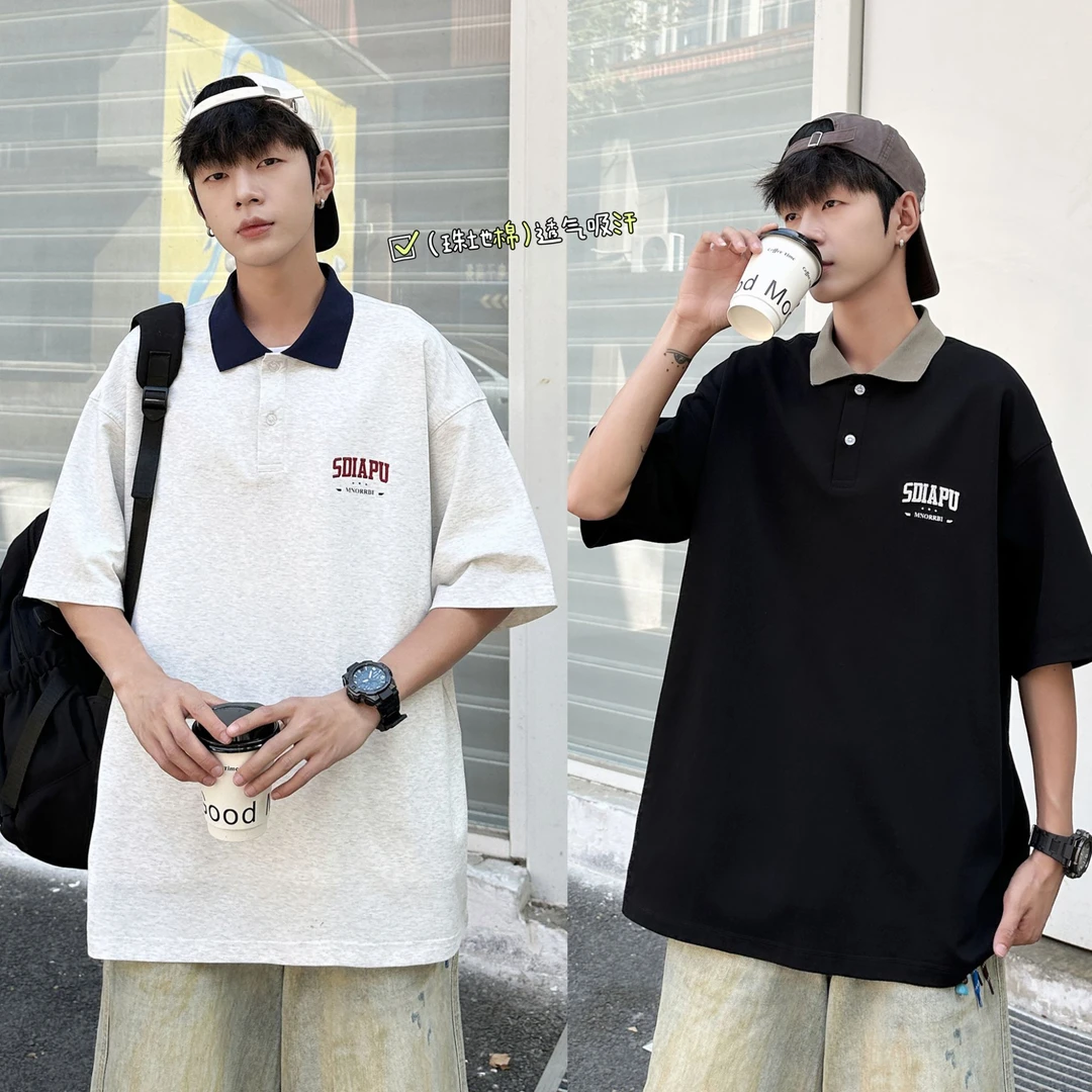 【学生Polo衫短袖】夏季青少年学生珠地棉体恤T恤简约休闲宽松8962