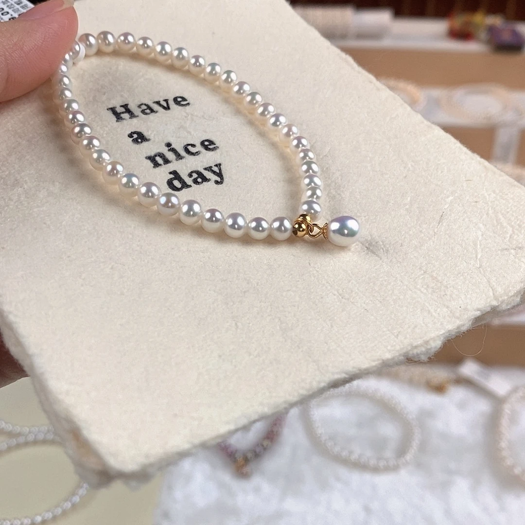 手绳银S925镶嵌淡水珍珠