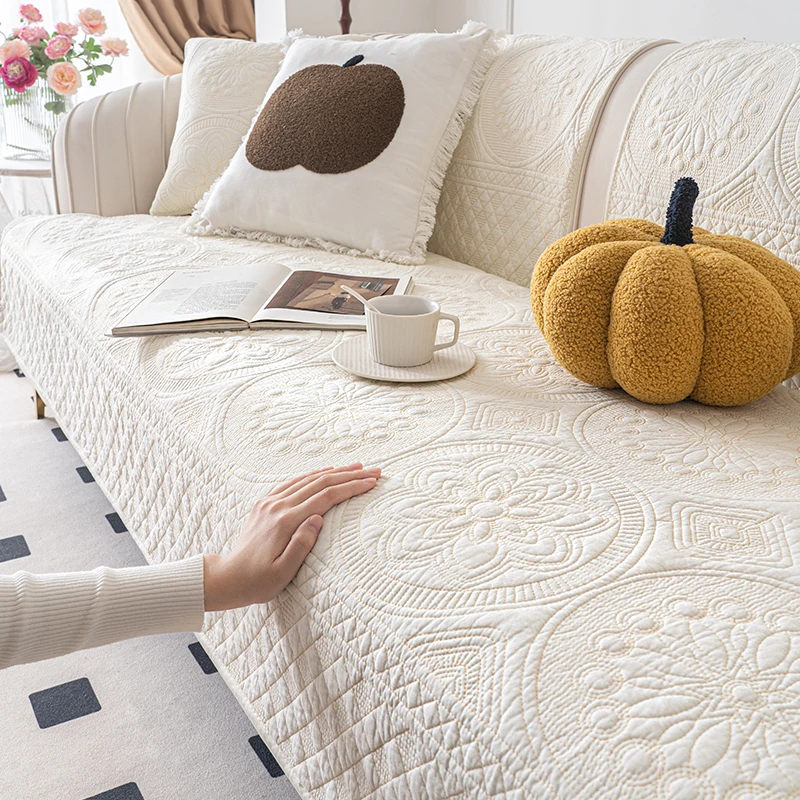 纯棉沙发垫四季通用2024新款防滑套罩轻奢高级感盖布巾秋冬坐垫子