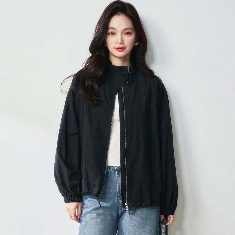 25春季酷飒休闲户外工装风小立领廓形夹克宽松拉链时尚外套25119