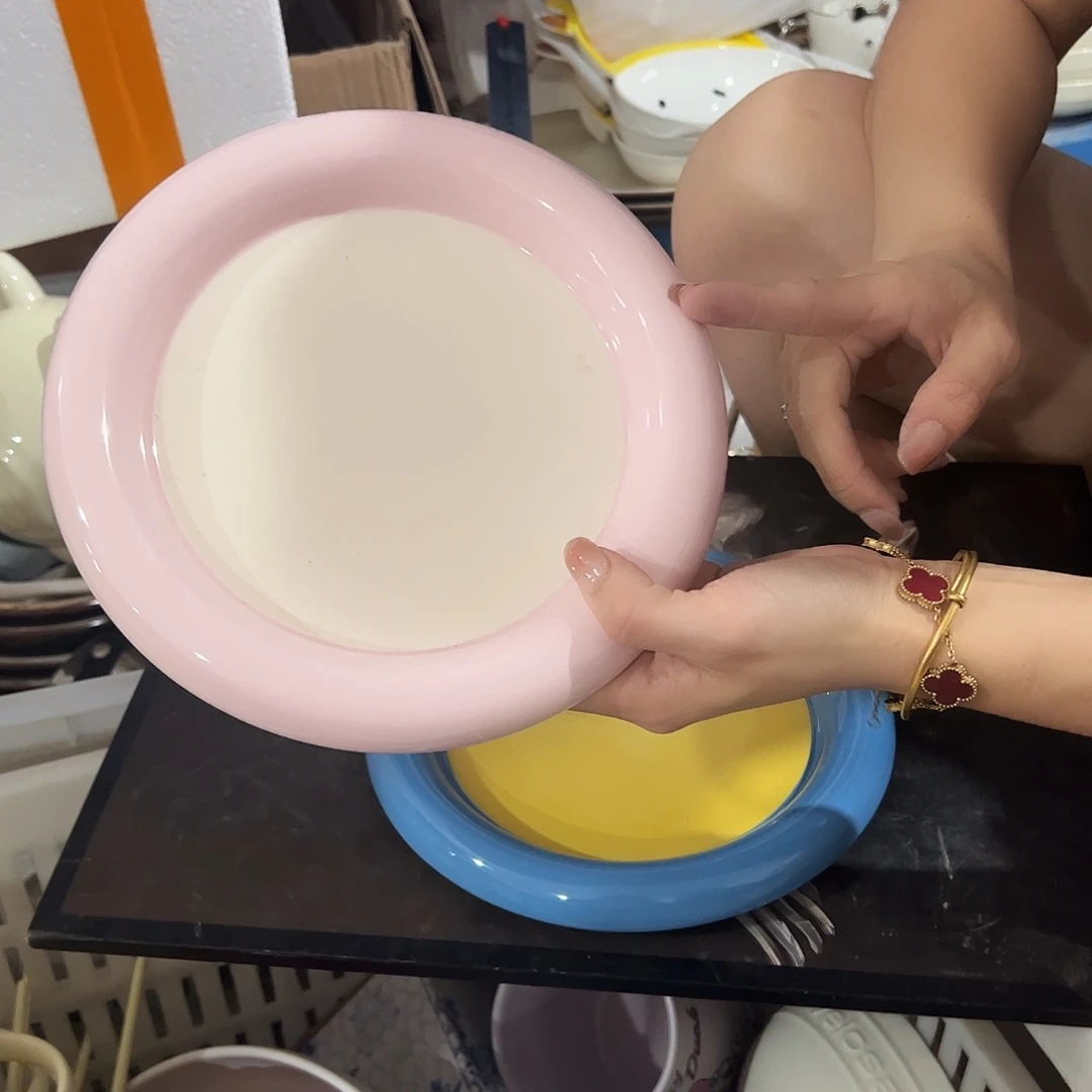 瓷片嘟嘟盘8寸两个微瑕
