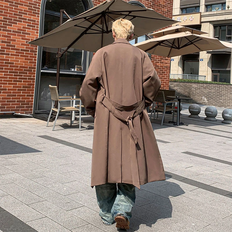 美式高街教父风衣男春秋韩版中长款过膝大衣cleanfit宽松休闲外套