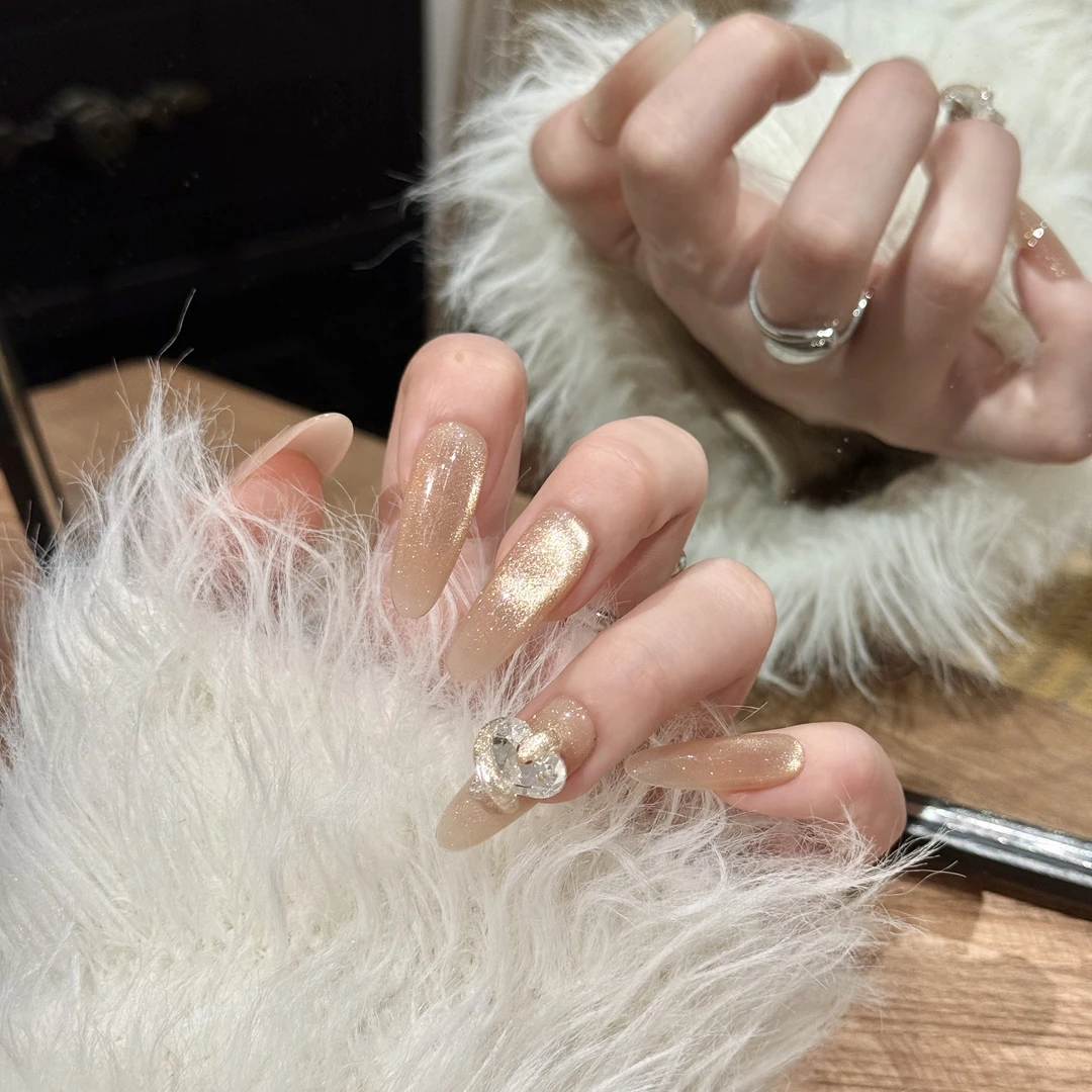 Orange-【金蛇报福】纯手工光疗美甲可拆卸穿戴甲