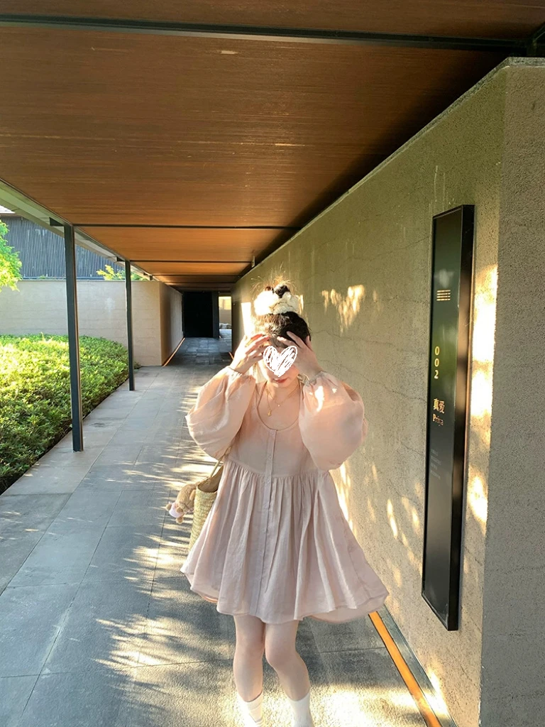 宽松初恋系粉色娃娃裙