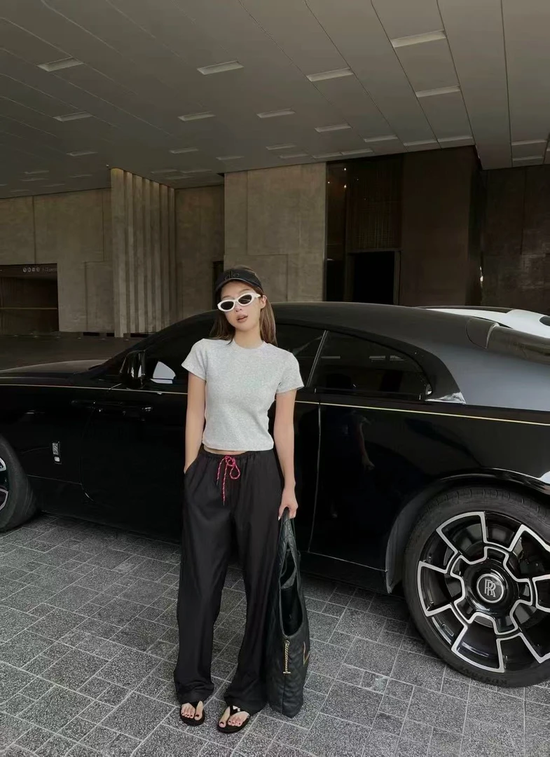 0303 MIU松紧腰西裤直筒裤