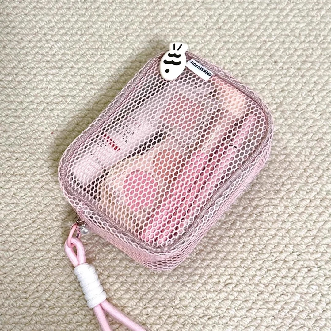 i人的随身小包！多巴胺网纱化妆包女大容量便携式收纳外出洗漱