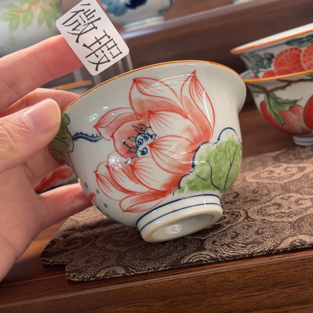 釉下手绘茶具微瑕