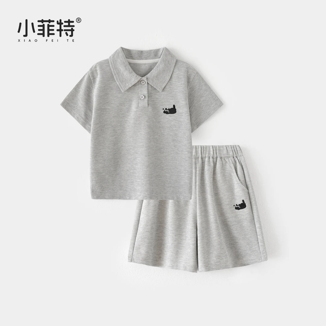 小菲特夏季新款polo衫短袖短裤两件套女童夏装套装薄款YNTX51213