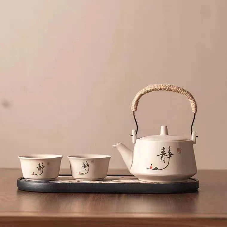 【闪购商品】粗陶提梁壶+2个客杯+茶盘@@ZH1540