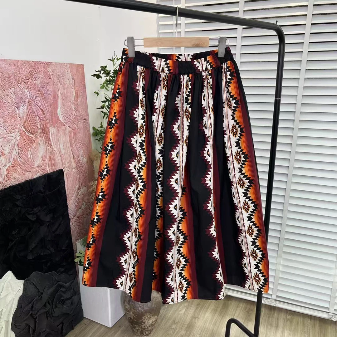 日系文艺「超好看的花型」松紧腰半身裙E5429