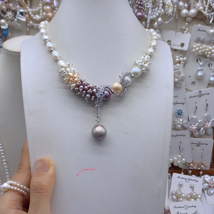 圆***肉合金淡水珍珠项链耳饰