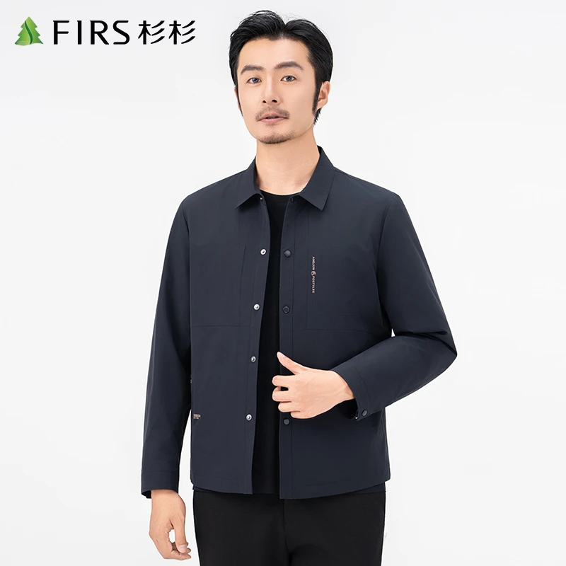 FIRS/杉杉2025秋季纯色翻领夹克商务男装外套宽松休闲男士上衣