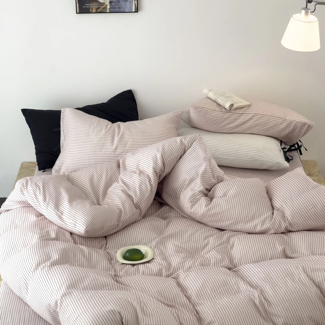A类纯棉双层纱床上四件套2025新款纯棉被套纯色高级感床单三件套4