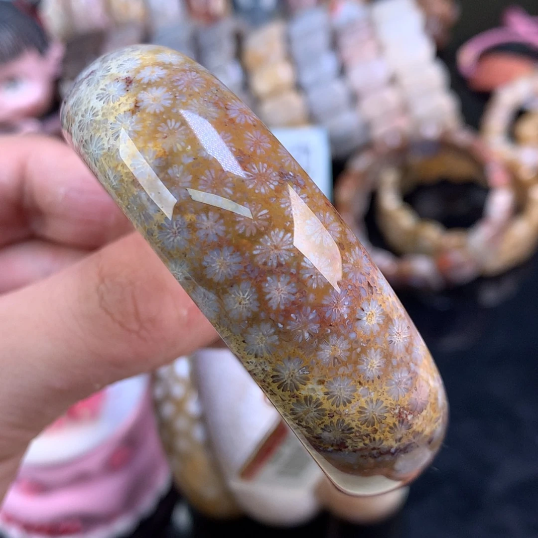 【闪购商品】颈饰未镶嵌硅化珊瑚（珊瑚玉）65号红彩雏菊58.2圈