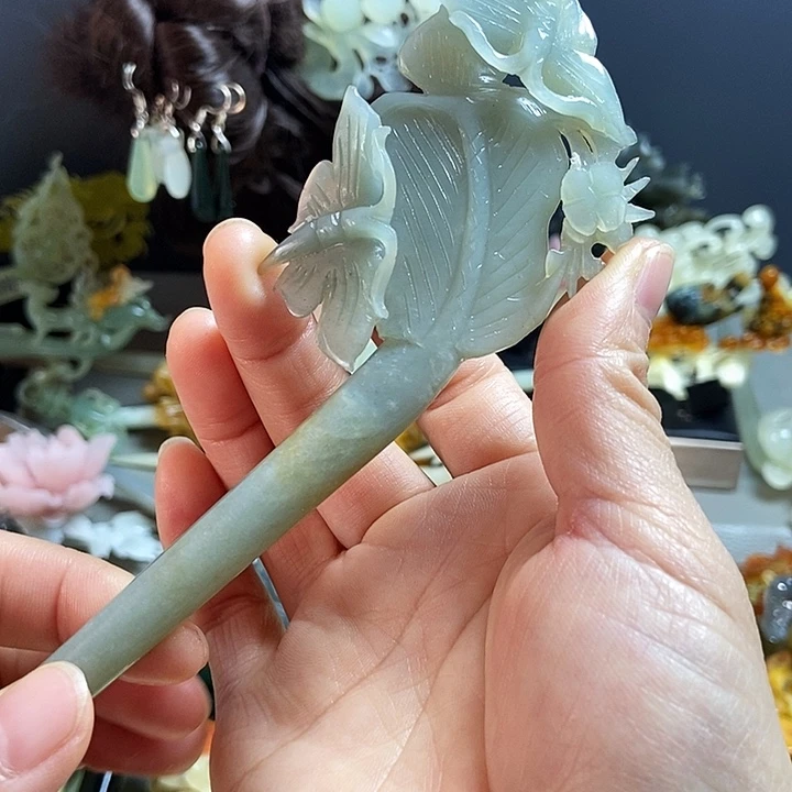 岫玉未镶嵌发簪发簪