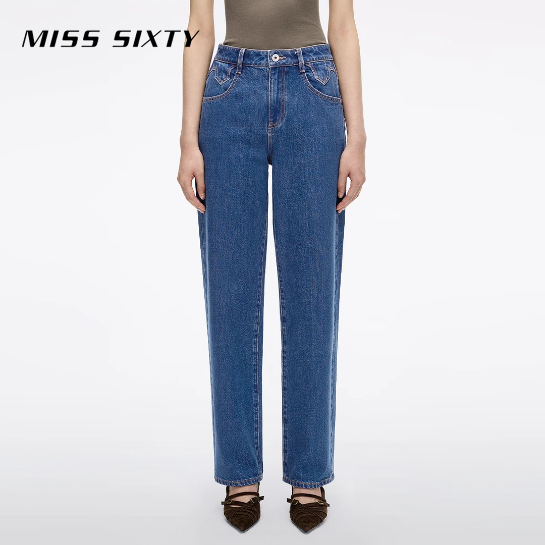 【进口牛仔面料】Miss Sixty2025秋季新款牛仔裤女显瘦萝卜裤长裤