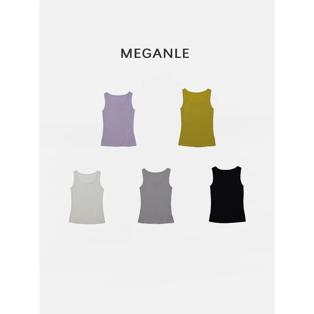 【实用背心】MEGANLE 春夏百搭桑蚕丝天丝棉U领针织背心2025089