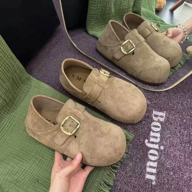 时尚厚底内增高勃肯鞋女秋季2025新款两穿一脚蹬百搭博肯豆豆单鞋