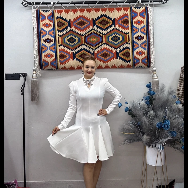 新款脖子钻开花连衣裙 显瘦 气质  时尚 修身 0003