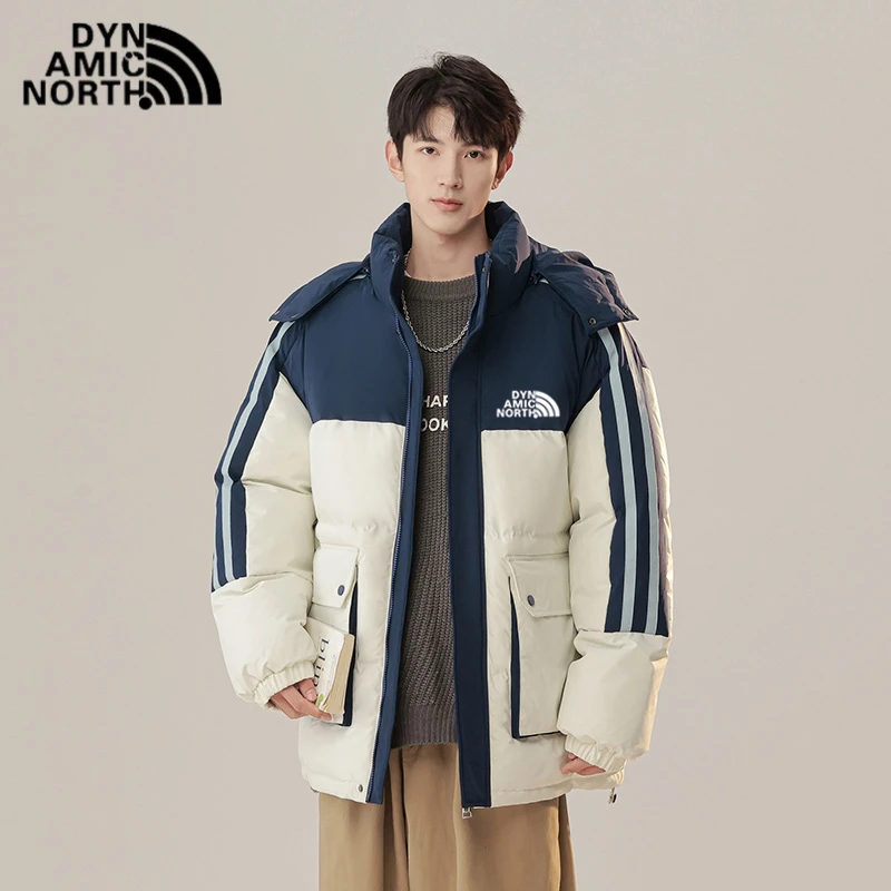 棉衣冬季加厚保暖棉服撞色滑雪外套时尚潮流情侣休闲连帽宽松