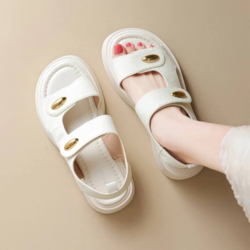 软脚沙滩透气女士凉鞋厚底女鞋增高运动不累脚度假鞋配裙子