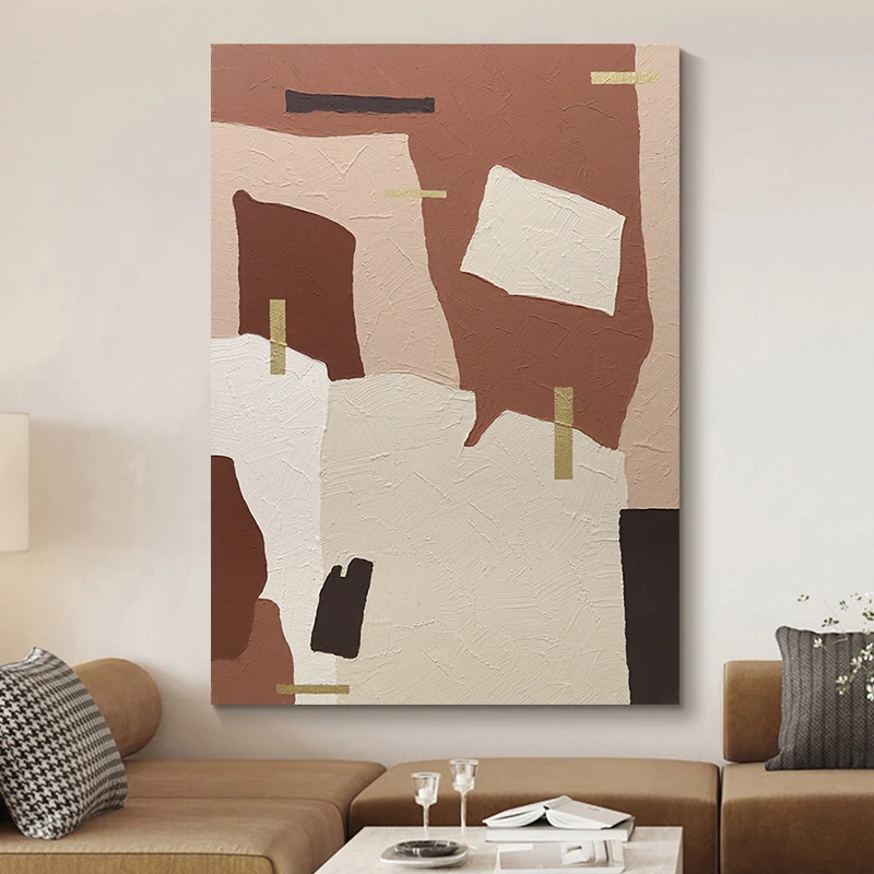 忒派极简客厅大幅抽象立体油画《观致和煦》玄关楼梯间走廊艺术挂画