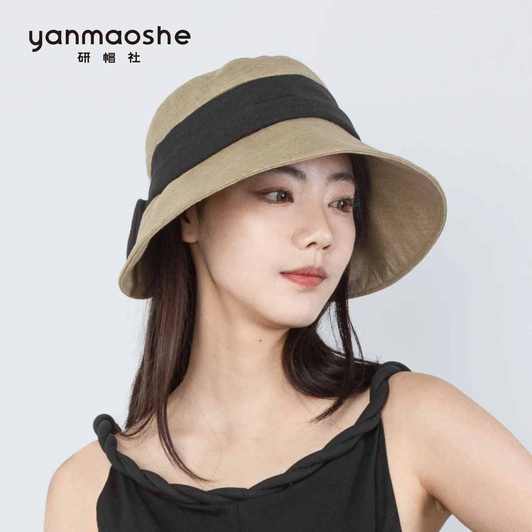 研帽社春夏亚麻透气遮阳防晒YF187盆帽渔夫帽大头围小头帽子